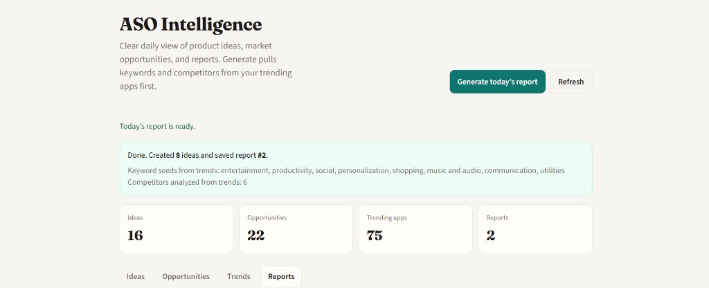 ASO Agent — App Store & Play Research Dashboard
