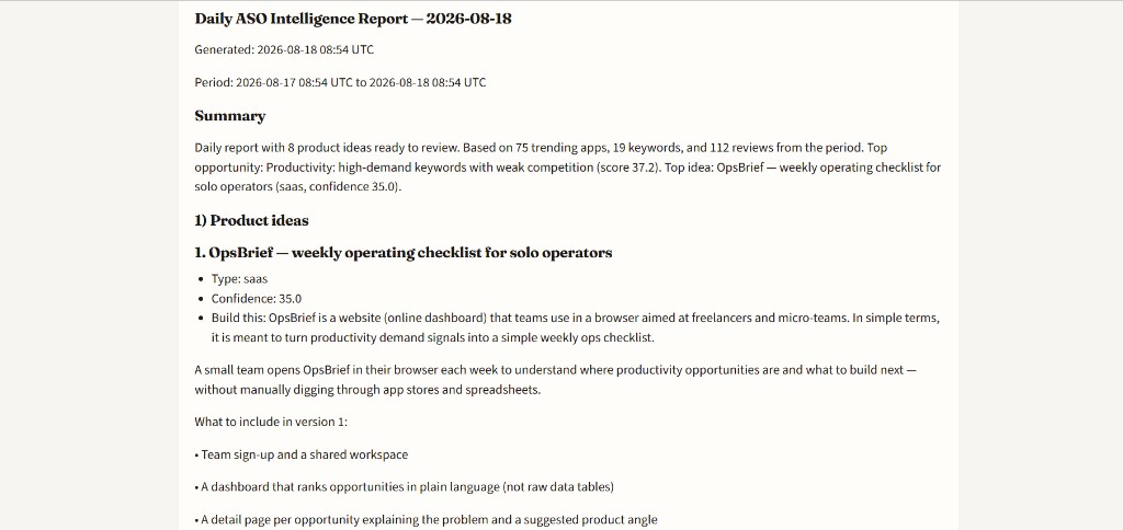 ASO Agent — App Store & Play Research Dashboard screenshot 2