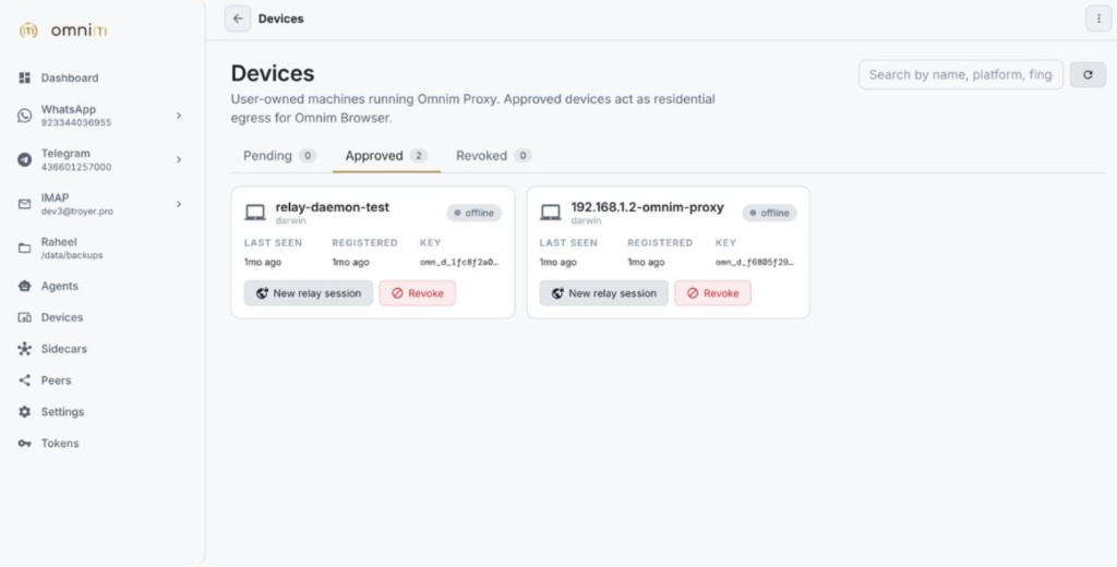 OmniM device relay management